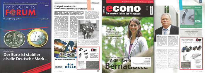 德国经济专刊Wirtschaftsforum和econo刊载DKM广告